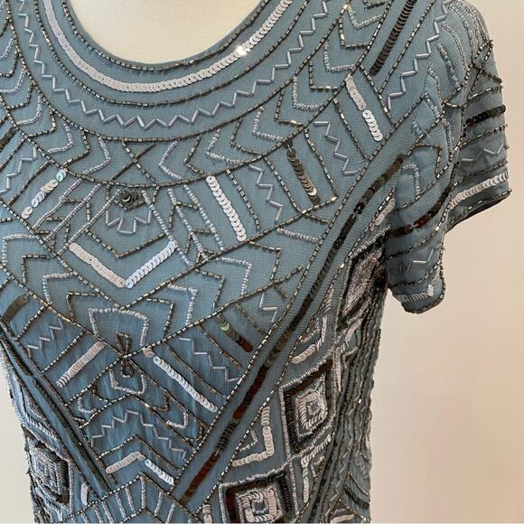 Parker Cocktail Dress Small Beaded Semi Formal Mini Holiday Party Gatsby $468 - Picture 4 of 14